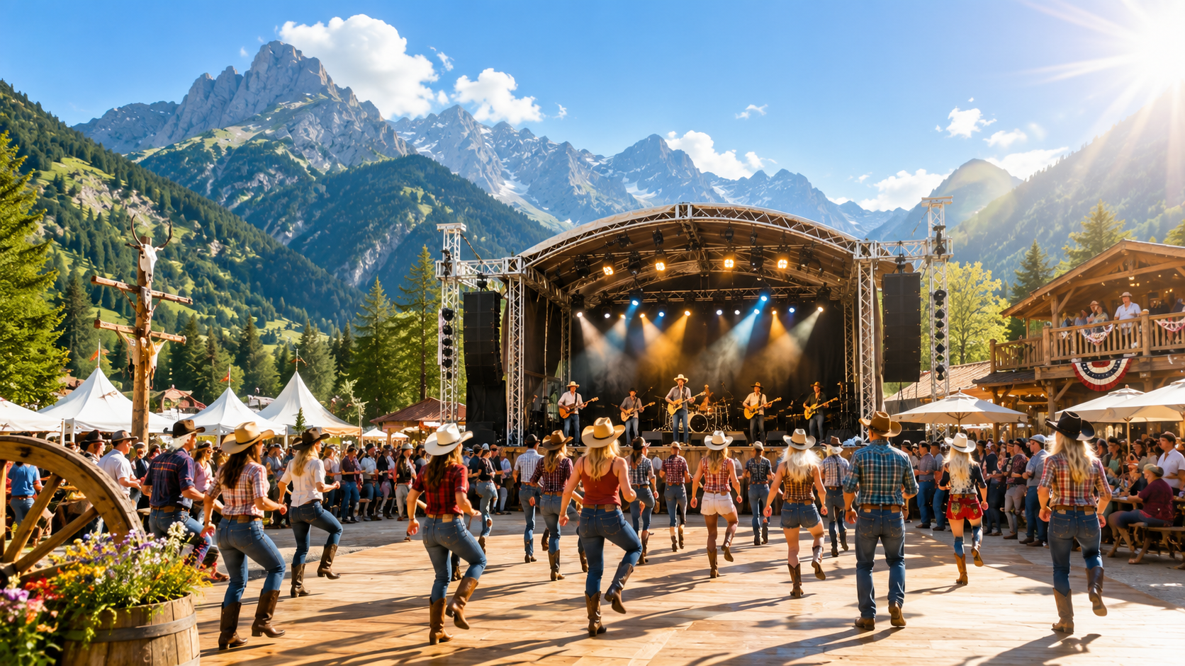 Country Festival Kandersteg 2026 vom 14. bis 16. August: Programm, Westerndorf, Live-Musik, Line Dance, Tickets und Preise. Alle Acts, Zeiten und Infos zur Anreise auf der Bahnhofmatte im Check.