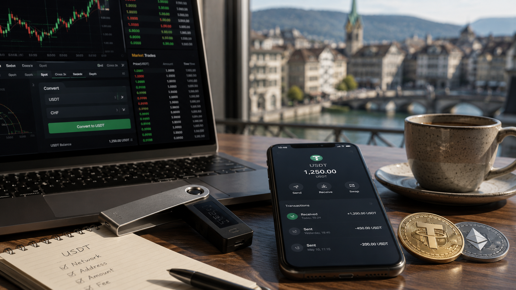 Krypto-Wallet Schweiz 2026: So lassen sich USDT sicher empfangen und verwahren. Was bei Steuern, Wallet-Adressen, Kurswerten, Herkunftsnachweisen und Self-Custody in der Schweiz wichtig ist.