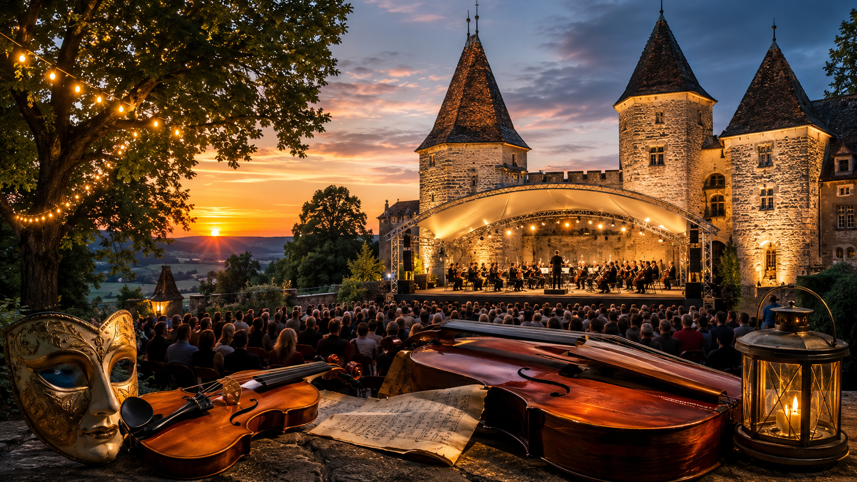 Schlossfestspiele Laupen 2026 vom 27. bis 30. August: Im Schlosshof warten CAMERATA Bern, KagelTrio, PALAS Quartett, Kinderkonzert und Die Tonne. Tickets kosten je nach Anlass CHF 15 oder CHF 48.